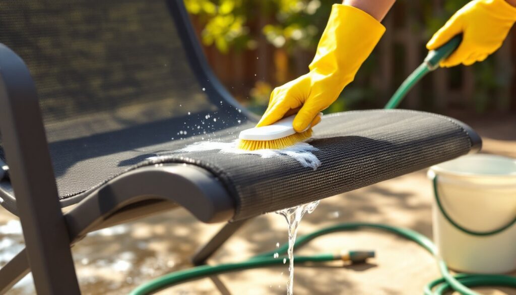 how to clean patio furniture mesh